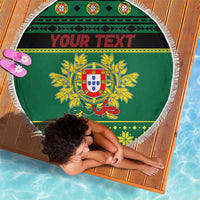 Personalized Portugal Christmas Beach Blanket Emblem With Flag Style - Wonder Print Shop