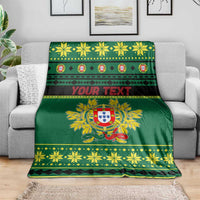 Personalized Portugal Christmas Blanket Emblem With Flag Style - Wonder Print Shop