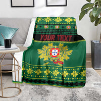 Personalized Portugal Christmas Blanket Emblem With Flag Style - Wonder Print Shop