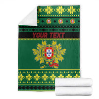 Personalized Portugal Christmas Blanket Emblem With Flag Style - Wonder Print Shop
