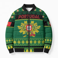 Personalized Portugal Christmas Bomber Puffer Jacket Emblem With Flag Style - Wonder Print Shop