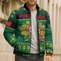 Personalized Portugal Christmas Bomber Puffer Jacket Emblem With Flag Style - Wonder Print Shop