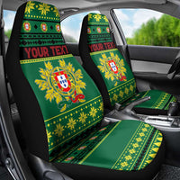 Personalized Portugal Christmas Car Seat Cover Emblem With Flag Style - Wonder Print Shop
