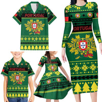 Personalized Portugal Christmas Family Matching Long Sleeve Bodycon Dress and Hawaiian Shirt Emblem With Flag Style - Wonder Print Shop
