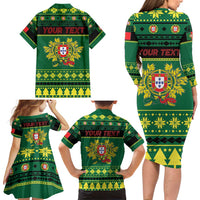 Personalized Portugal Christmas Family Matching Long Sleeve Bodycon Dress and Hawaiian Shirt Emblem With Flag Style - Wonder Print Shop