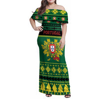 Personalized Portugal Christmas Family Matching Off Shoulder Maxi Dress and Hawaiian Shirt Emblem With Flag Style - Wonder Print Shop