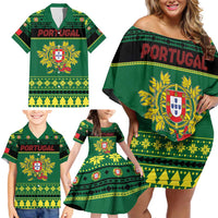 Personalized Portugal Christmas Family Matching Off Shoulder Short Dress and Hawaiian Shirt Emblem With Flag Style - Wonder Print Shop