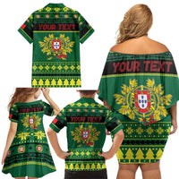 Personalized Portugal Christmas Family Matching Off Shoulder Short Dress and Hawaiian Shirt Emblem With Flag Style - Wonder Print Shop