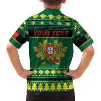 Personalized Portugal Christmas Family Matching Short Sleeve Bodycon Dress and Hawaiian Shirt Emblem With Flag Style - Wonder Print Shop