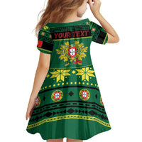 Personalized Portugal Christmas Family Matching Short Sleeve Bodycon Dress and Hawaiian Shirt Emblem With Flag Style - Wonder Print Shop