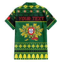 Personalized Portugal Christmas Family Matching Short Sleeve Bodycon Dress and Hawaiian Shirt Emblem With Flag Style - Wonder Print Shop