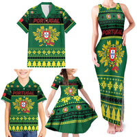 Personalized Portugal Christmas Family Matching Tank Maxi Dress and Hawaiian Shirt Emblem With Flag Style - Wonder Print Shop