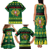 Personalized Portugal Christmas Family Matching Tank Maxi Dress and Hawaiian Shirt Emblem With Flag Style - Wonder Print Shop
