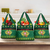 Personalized Portugal Christmas Grocery Bag Emblem With Flag Style - Wonder Print Shop