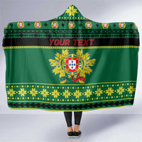 Personalized Portugal Christmas Hooded Blanket Emblem With Flag Style - Wonder Print Shop