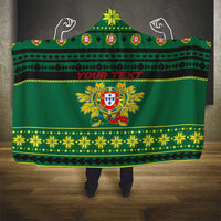 Personalized Portugal Christmas Hooded Blanket Emblem With Flag Style - Wonder Print Shop