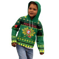 Personalized Portugal Christmas Kid Hoodie Emblem With Flag Style - Wonder Print Shop