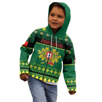 Personalized Portugal Christmas Kid Hoodie Emblem With Flag Style - Wonder Print Shop