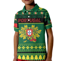 Personalized Portugal Christmas Kid Polo Shirt Emblem With Flag Style - Wonder Print Shop