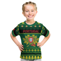 Personalized Portugal Christmas Kid T Shirt Emblem With Flag Style - Wonder Print Shop
