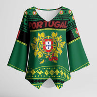 Personalized Portugal Christmas Kimono Sleeve Blouse Emblem With Flag Style - Wonder Print Shop