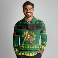 Personalized Portugal Christmas Long Sleeve Polo Shirt Emblem With Flag Style - Wonder Print Shop