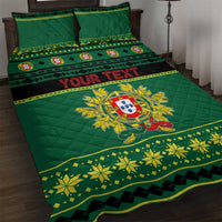 Personalized Portugal Christmas Quilt Bed Set Emblem With Flag Style - Wonder Print Shop