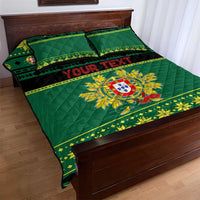 Personalized Portugal Christmas Quilt Bed Set Emblem With Flag Style - Wonder Print Shop