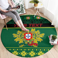 Personalized Portugal Christmas Round Carpet Emblem With Flag Style - Wonder Print Shop