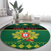 Personalized Portugal Christmas Round Carpet Emblem With Flag Style - Wonder Print Shop