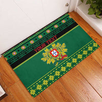 Personalized Portugal Christmas Rubber Doormat Emblem With Flag Style - Wonder Print Shop