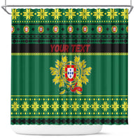 Personalized Portugal Christmas Shower Curtain Emblem With Flag Style - Wonder Print Shop