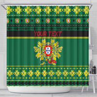 Personalized Portugal Christmas Shower Curtain Emblem With Flag Style - Wonder Print Shop