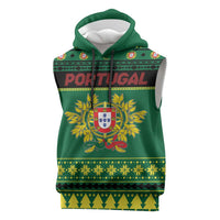 Personalized Portugal Christmas Sleeveless Hoodie Emblem With Flag Style - Wonder Print Shop