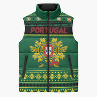 Personalized Portugal Christmas Sleeveless Puffer Jacket Emblem With Flag Style - Wonder Print Shop