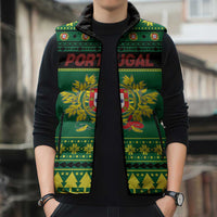 Personalized Portugal Christmas Sleeveless Puffer Jacket Emblem With Flag Style - Wonder Print Shop