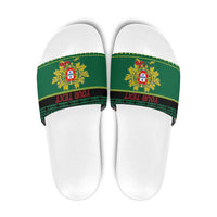 Personalized Portugal Christmas Slide Sandals Emblem With Flag Style - Wonder Print Shop
