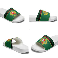 Personalized Portugal Christmas Slide Sandals Emblem With Flag Style - Wonder Print Shop