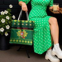 Personalized Portugal Christmas Tote Bag Emblem With Flag Style - Wonder Print Shop
