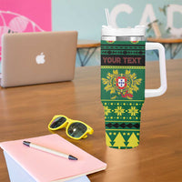 Personalized Portugal Christmas Tumbler With Handle Emblem With Flag Style - Wonder Print Shop