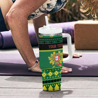 Personalized Portugal Christmas Tumbler With Handle Emblem With Flag Style - Wonder Print Shop