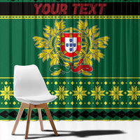 Personalized Portugal Christmas Window Curtain Emblem With Flag Style - Wonder Print Shop