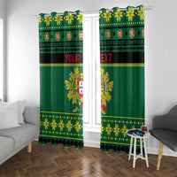 Personalized Portugal Christmas Window Curtain Emblem With Flag Style - Wonder Print Shop