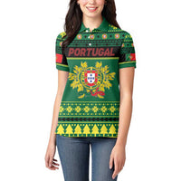 Personalized Portugal Christmas Women Polo Shirt Emblem With Flag Style - Wonder Print Shop