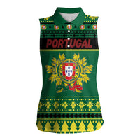 Personalized Portugal Christmas Women Sleeveless Polo Shirt Emblem With Flag Style - Wonder Print Shop