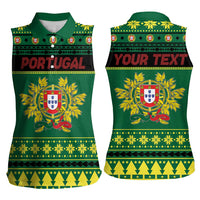 Personalized Portugal Christmas Women Sleeveless Polo Shirt Emblem With Flag Style - Wonder Print Shop