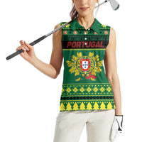 Personalized Portugal Christmas Women Sleeveless Polo Shirt Emblem With Flag Style - Wonder Print Shop