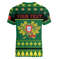 Personalized Portugal Christmas Women V-Neck T-Shirt Emblem With Flag Style - Wonder Print Shop