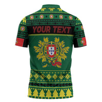 Personalized Portugal Christmas Zipper Polo Shirt Emblem With Flag Style - Wonder Print Shop