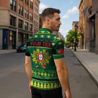 Personalized Portugal Christmas Zipper Polo Shirt Emblem With Flag Style - Wonder Print Shop
